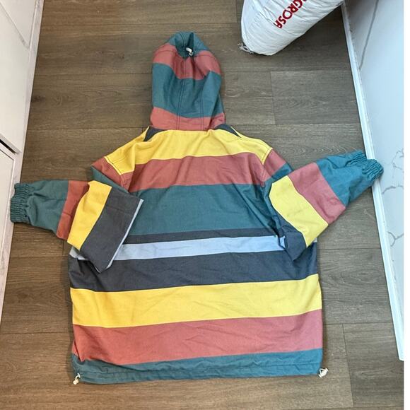 Zara Mens Striped Hoodie Color Block Jacket Warm Winter Casual Relexed  Sz XL - Picture 3 of 8